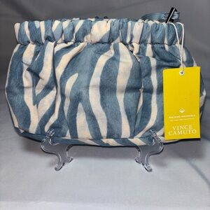 Vince Camuto New York Harlow Blue and Cream Patterned Pouch